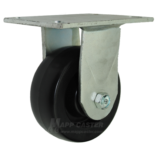 5" x 2" Heavy Duty Plastic Wheel Rigid Caster with 6-1/4" x 4-1/2" Top Plate - 500 Lbs Capacity