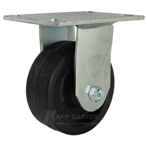 5" x 2" High Temp Nylon Wheel Rigid Caster with 6-1/4" x 4-1/2" Top Plate - 1000 Lbs Capacity