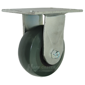 5" x 2" Solid Elastomer Ball Bearing Wheel Rigid Caster with 6-1/4" x 4-1/2" Top Plate - 1400 Lbs Capacity