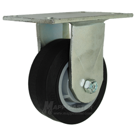 5" x 2" Black Thermoplastic Rubber (TPR) Wheel Rigid Caster with 6-1/4" x 4-1/2" Top Plate  - 500 Lbs Capacity