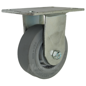 5" x 2" Grey Thermoplastic Rubber (TPR) Wheel Rigid Caster with 6-1/4" x 4-1/2" Top Plate  - 500 Lbs Capacity