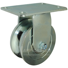 5" x 2-5/16" U-Groove Forged Wheel Rigid Caster with 6-1/4" x 4-1/2" Top Plate - 2000 Lbs Capacity