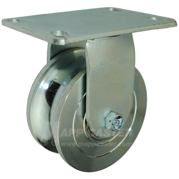 5" x 2-5/16" U-Groove Forged Wheel Rigid Caster with 6-1/4" x 4-1/2" Top Plate - 2000 Lbs Capacity