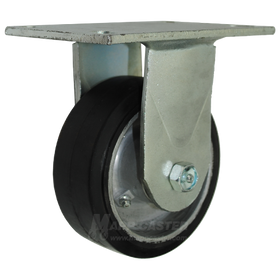 5" x 2" Rubber on Aluminum Wheel Rigid Caster with 6-1/4" x 4-1/2" Top Plate  - 500 Lbs Capacity