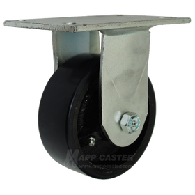 5" x 2" Polyurethane on Iron Wheel Rigid Caster with 6-1/4" x 4-1/2" Top Plate - 1,300 Lbs Capacity