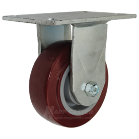 5" x 2" Polyurethane on Polyolefin Wheel Rigid Caster with 6-1/4" x 4-1/2" Top Plate - 750 Lbs Capacity