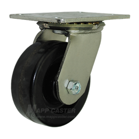 5" x 2" Phenolic Wheel Swivel Caster with 6-1/4" x 4-1/2" Top Plate - 1,000 Lbs Capacity