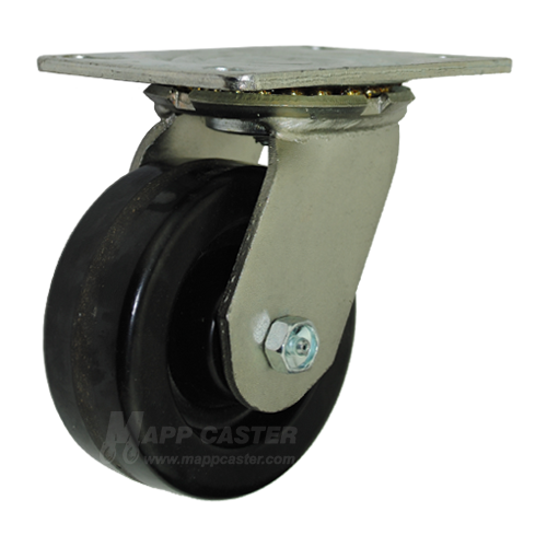 5" x 2" Phenolic Wheel Swivel Caster with 6-1/4" x 4-1/2" Top Plate - 1,000 Lbs Capacity