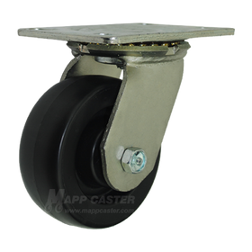 5" x 2" Heavy Duty Plastic Wheel Swivel Caster with 6-1/4" x 4-1/2" Top Plate - 500 Lbs Capacity