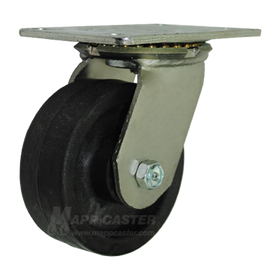 5" x 2" High Temp Nylon Wheel Swivel Caster with 6-1/4" x 4-1/2" Top Plate - 1000 Lbs Capacity