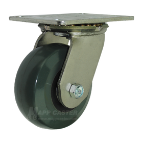 5" x 2" Solid Elastomer Ball Bearing Wheel Swivel Caster with 6-1/4" x 4-1/2" Top Plate - 1400 Lbs Capacity