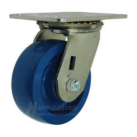 5" x 2"  Solid Polyurethane Wheel Swivel Caster with 6-1/4" x 4-1/2" Top Plate - 800 Lbs Capacity