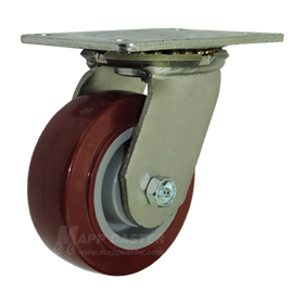 5" x 2" Polyurethane on Polyolefin Wheel Swivel Caster with 6-1/4" x 4-1/2" Top Plate - 750 Lbs Capacity