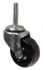 2" x 13/16" Soft Rubber Wheel Swivel Caster With 5/16" Threaded Stem - 80 Lbs Capacity