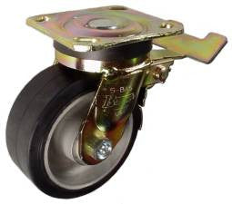 5" x 2" Rubber on Aluminum Wheel AS Swivel Caster with Total Lock Brake - 500 Lbs Capacity