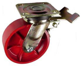 6" x 2" Ductile Steel Wheel AS Swivel Caster with Total Lock Brake - 1250 Lbs Capacity