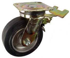 6" x 2" Rubber on Aluminum Wheel AS Swivel Caster with Total Lock Brake - 410 Lbs Capacity