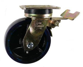 6" x 2" Polyurethane on Iron Wheel AS Swivel Caster with Total Lock Brake - 1250 Lbs Capacity