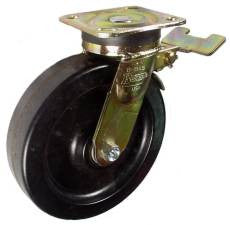 8" x 2" Phenolic Wheel AS Swivel Caster with Total Lock Brake - 1,250 Lbs Capacity