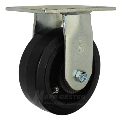 6" x 2-1/2" Rubber on Iron Wheel HR Rigid Caster - 700 Lbs Capacity
