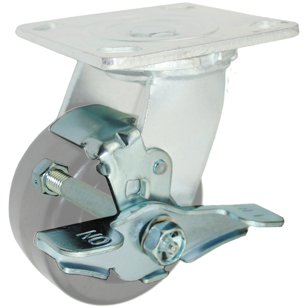 Assembled view of a top lock brake kit for 4" x 2" casters