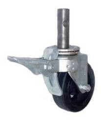 6" x 2" Rubber on Iron Wheel Caster with 1-3/8" Round Stem (Scaffold Caster) - 410 Lbs Capacity