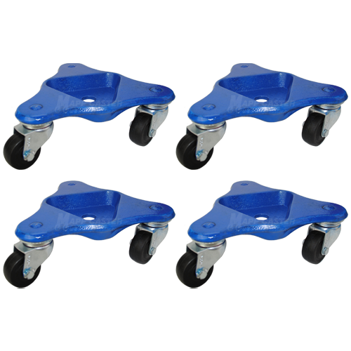 Set of 4 Tri-Wheel Dollies with 2" Hard Rubber Wheels - 450 Lbs Capacity (1,800 Lbs Together)