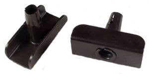 Two black metal sockets designed for a 5/16" grip neck stem caster.