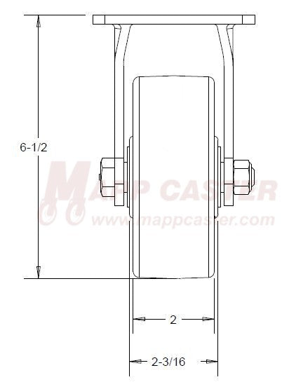5" x 2" Phenolic Wheel Rigid Caster - 1,000 Lbs Capacity FRONT VIEW 