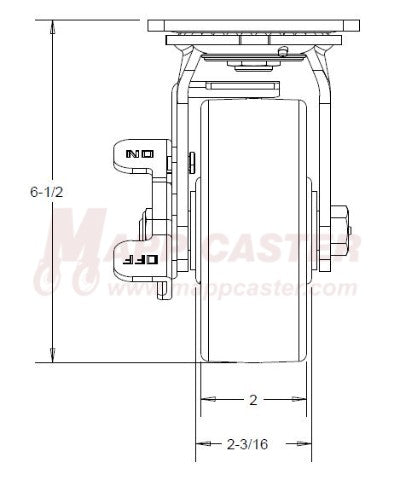 146PRX520SB - 5" x 2" Patriot Polyurethane on Polyolefin Core Wheel Swivel Brake Caster - 800 Lbs Capacity FRONT VIEW