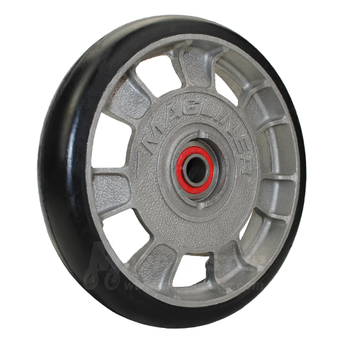 8" x 1-1/2" Flat Free Rubber on Aluminum Hand Truck Wheel - Part# 610815