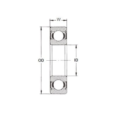 6203-2RS-12 Radial Ball Bearing - 3/4" ID x 40mm OD | Part# JBE6203-3/4 Drawing