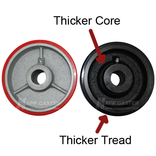 4" x 2" Polyurethane on Iron Wheel Swivel Caster - 800 Lbs Capacity THICKER CORE THICKER TREAD