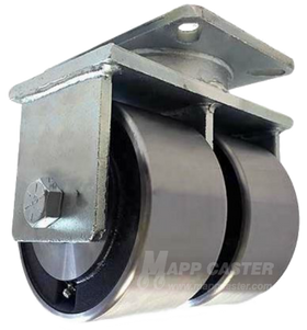 6" x 3" Forged Steel Dual Wheel Rigid Caster - Part #: P80063DWFSTB
