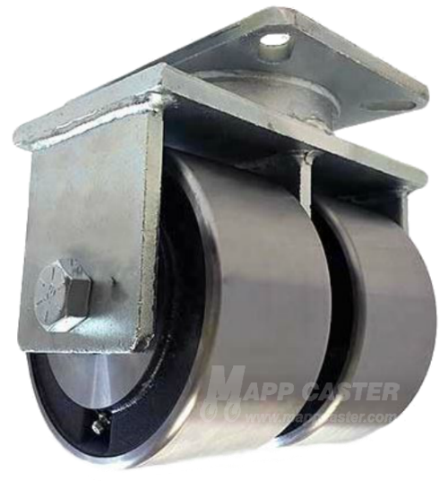 6" x 3" Forged Steel Dual Wheel Rigid Caster - Part #: P80063DWFSTB