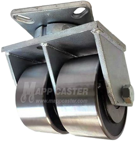 6" x 3" Forged Steel Dual Wheel Swivel Caster - Part # P81063DWFSTB