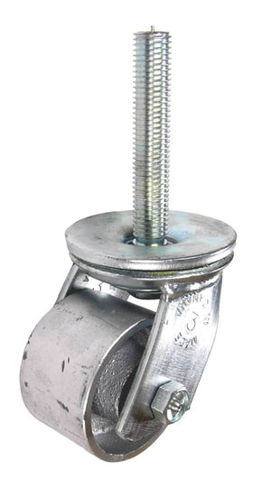 3-1/4" x 2" Cast Iron Wheel Swivel Caster with 3/4" Threaded Stem - 600 Lbs Capacity