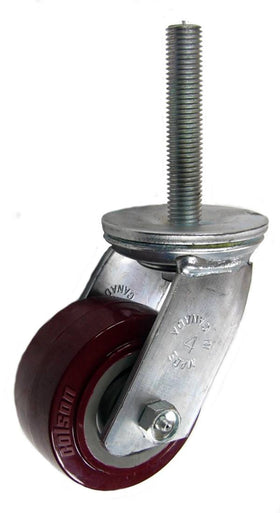4" x 2" Polyurethane Wheel Caster with 3/4" threaded stem - 525 Lbs Capacity