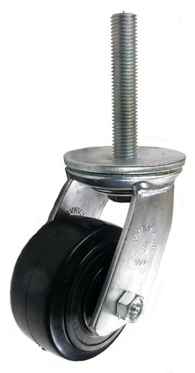 4" x 2" Rubber on Nylon Wheel Swivel Caster with 3/4 Threaded Stem - 400 Lbs Capacity