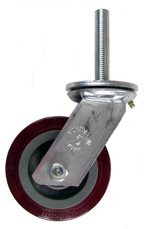 5" x 2" Polyurethane Wheel Caster with 3/4" threaded stem - 750 Lbs Capacity