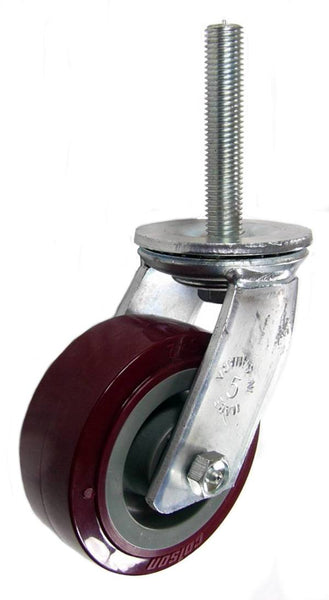 5" x 2" Polyurethane Wheel Caster with 3/4" threaded stem - 750 Lbs Capacity