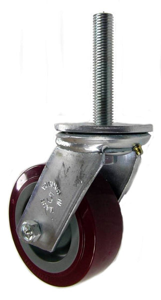 5" x 2" Polyurethane Wheel Caster with 3/4" threaded stem - 750 Lbs Capacity