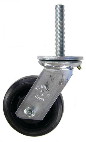 5" x 2" Rubber on Nylon Wheel Swivel Caster with 3/4" Threaded Stem - 450 Lbs Capacity