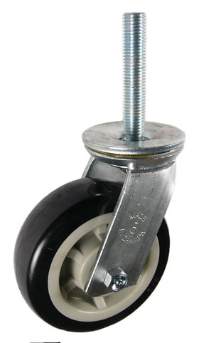 6" x 2" Polyurethane Wheel Swivel Caster with 3/4" Threaded Stem - 600 Lbs Capacity