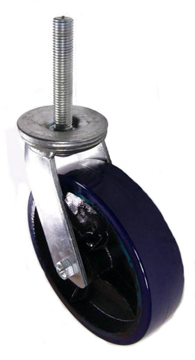 8" x 2" Polyurethane on Iron Wheel Swivel Caster with 3/4" Threaded Stem - 1,250 Lbs Capacity
