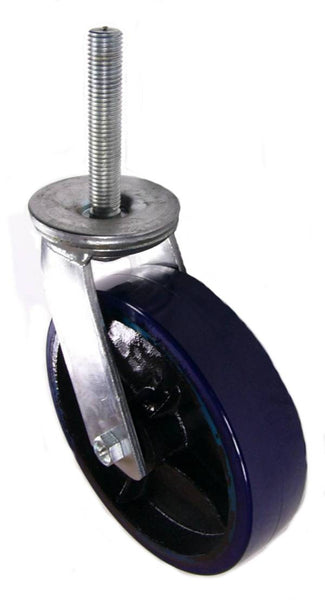 8" x 2" Polyurethane on Iron Wheel Swivel Caster with 3/4" Threaded Stem - 1,250 Lbs Capacity