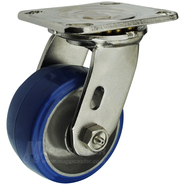 4" x 2" Polyurethane on Aluminum Wheel Stainless Steel Swivel Caster - 750 Lbs Capacity