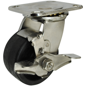 4" x 2" Hi-Temp Heateater Wheel Stainless Steel Swivel Brake Caster - 800 Lbs Capacity