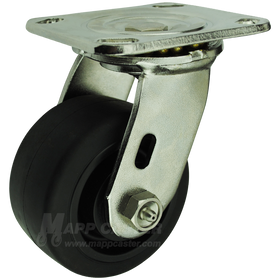 4" x 2" Rubber on Nylon Wheel Stainless Steel Swivel Caster - 400 Lbs Capacity
