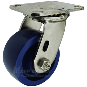 4" x 2" Solid Polyurethane Wheel Stainless Steel Swivel Caster - 750 Lbs Capacity